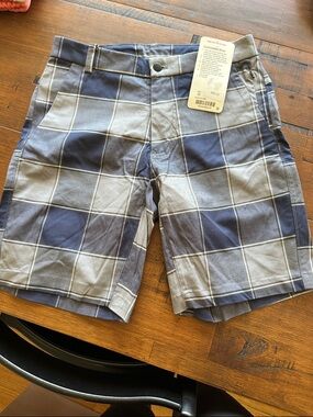 Lululemon Commission Men's Plaid Performance Shorts - Blue/Gray
